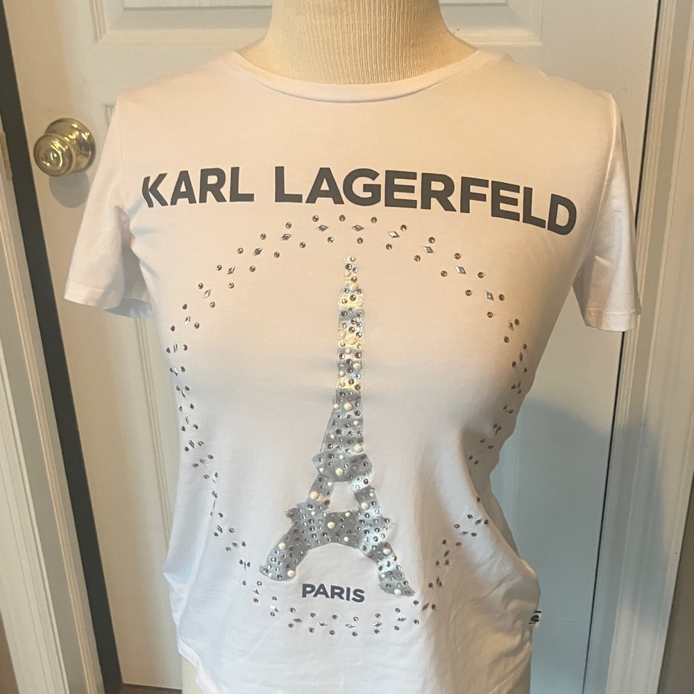 Karl Lagerfeld White Tee with Eiffel Tower
